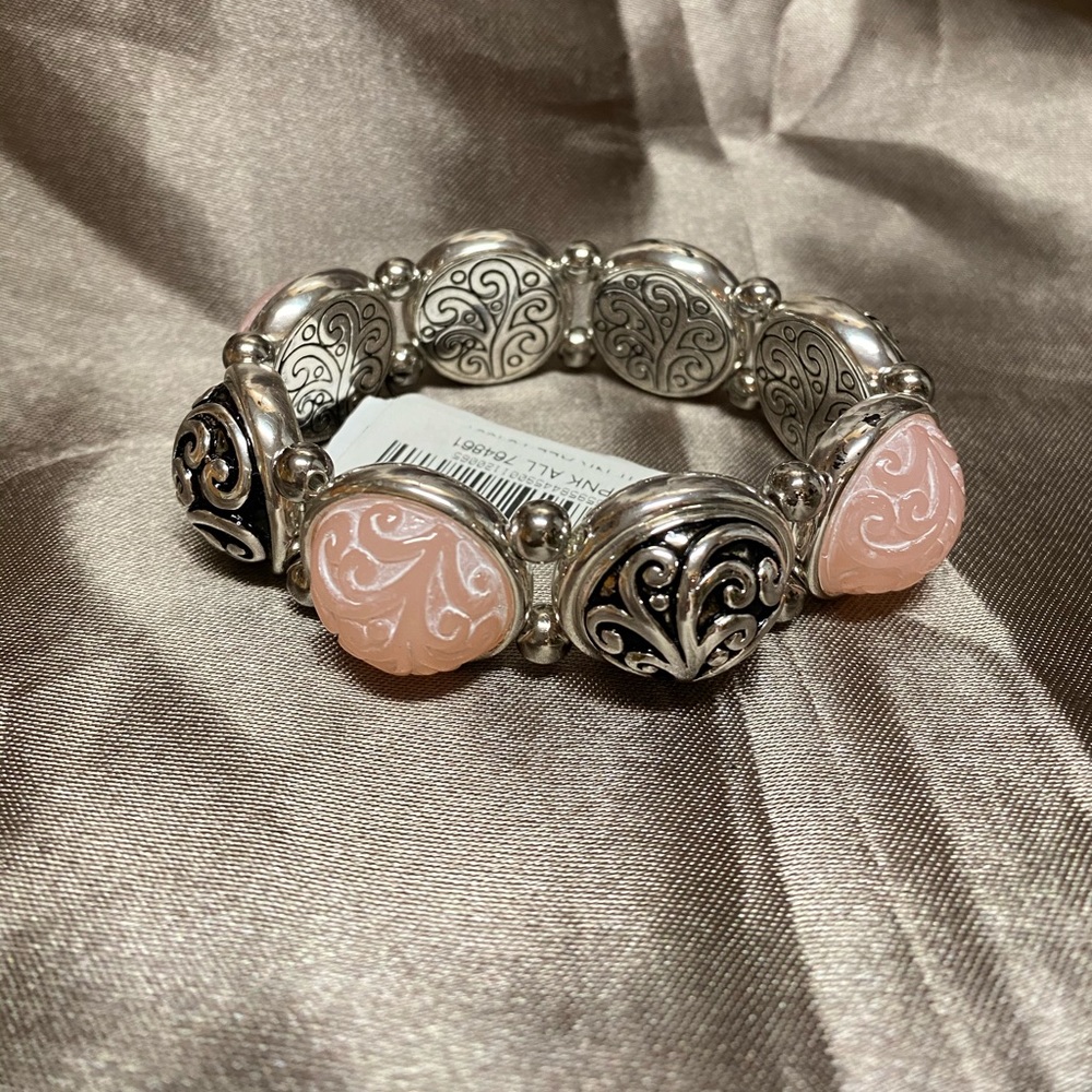 Pink and silver stretch bracelet